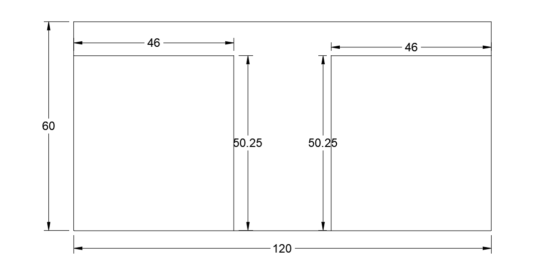Cut measurements for back panels on a 10 by 5 foot sheet