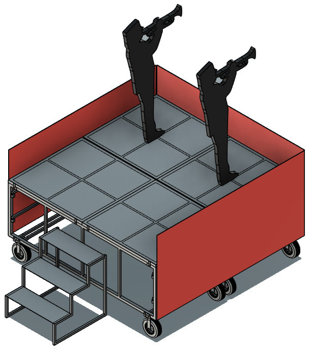 CAD mockup: three-step stairs for stage access